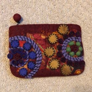 Rising Tide wool zippered bag/purse.